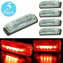 5 Clear / Red LED Marker Clearance Light 4"x1" W Black Base For RV Trailer