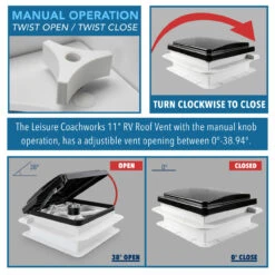 11" X 11" RV Roof Vent Fan Black Lid -Auto Parts Shop leisure coachworks 11 x 11 rv roof vent fan black lid 40147.1671240174