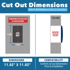 11" X 11" RV Roof Vent Fan Black Lid -Auto Parts Shop leisure coachworks 11 x 11 rv roof vent fan black lid 75430.1671153652