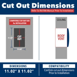 11" X 11" RV Roof Vent Fan With LED Light And Smoked Lid -Auto Parts Shop leisure coachworks 11 x 11 rv roof vent fan with led light and smoked lid 70519.1642099300
