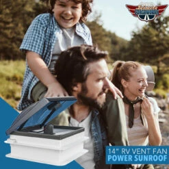 14" X 14" RV Roof Vent 2-Way 5 Speed Fan With Powered Riser Rain Sensor Remote And Smoked Lid -Auto Parts Shop leisure coachworks 14 x 14 rv roof vent 2 way 5 speed fan with powered riser rain sensor remote and smoked lid 13513.1673315585