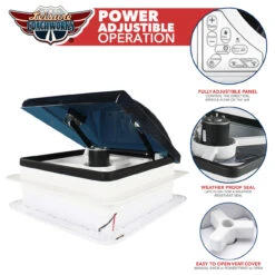 14" X 14" RV Roof Vent 2-Way 6 Speed Fan With Powered Riser Rain Sensor Led Remote And Smoked Lid -Auto Parts Shop leisure coachworks 14 x 14 rv roof vent 2 way 6 speed fan with powered riser rain sensor led remote and smoked lid 57474.1642096667