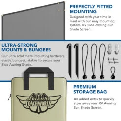 RV Awning Side Sun Shade 9'X7' Black Mesh Screen UV Blocker -Auto Parts Shop leisure coachworks rv awning side sun shade 9x7 black mesh screen uv blocker 67119.1654024983