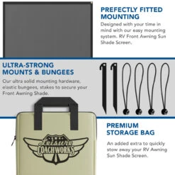 RV Awning Sun Shade Black Mesh Screen UV, Wind Blocker -Auto Parts Shop leisure coachworks rv awning sun shade black mesh screen uv wind blocker 17815.1653667986