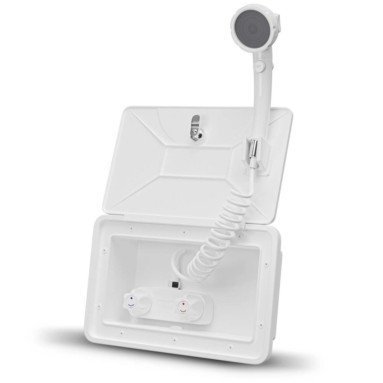 Leisure Coachworks RV Outdoor Shower Box Kit Exterior Faucet Cowboy Shower For Camper, Van, Travel Trailer, Motorhome & Boat 8 Leisure Coachworks RV Outdoor Shower Box Kit Exterior Faucet Cowboy Shower For Camper, Van, Travel Trailer, Motorhome & Boat - Image 8