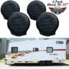 Leisure Coachworks Tire Covers For RV Wheel Set Of 4 Motorhome Wheel Covers Waterproof Oxford Cotton Tire Protectors Tire Covers Fits 30" - 32" Tire Diameters