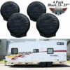 Leisure Coachworks Tire Covers For RV Wheel Set Of 4 Motorhome Wheel Covers Waterproof Oxford Cotton Tire Protectors Tire Covers Fits 33" To 35" Tire Diameters