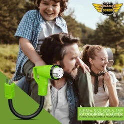 12" 90-Degree Dogbone RV Adapter 15 Amp Male And 50 Amp Female With Twist Lock And LED Power Indicator (15 Amp Male - 50 Amp Female Twist) -Auto Parts Shop leisure cords 12 90 degree dogbone rv adapter 15 amp male and 50 amp female with twist lock and led power indicator 15 amp male 50 amp female twist 85560.1671672541