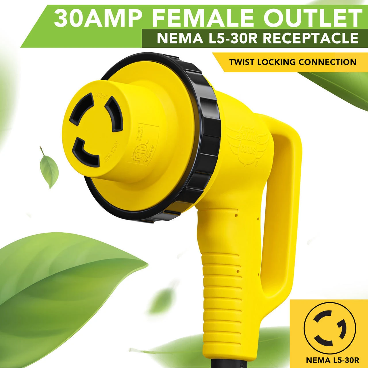 12" 90-Degree Dogbone RV Adapter 30 Amp Male And 30-Amp Female With Twist Lock And LED Indicator (30 Amp Male - 30 Amp Female Twist) 4 12" 90-Degree Dogbone RV Adapter 30 Amp Male And 30-Amp Female With Twist Lock And LED Indicator (30 Amp Male - 30 Amp Female Twist) - Image 4