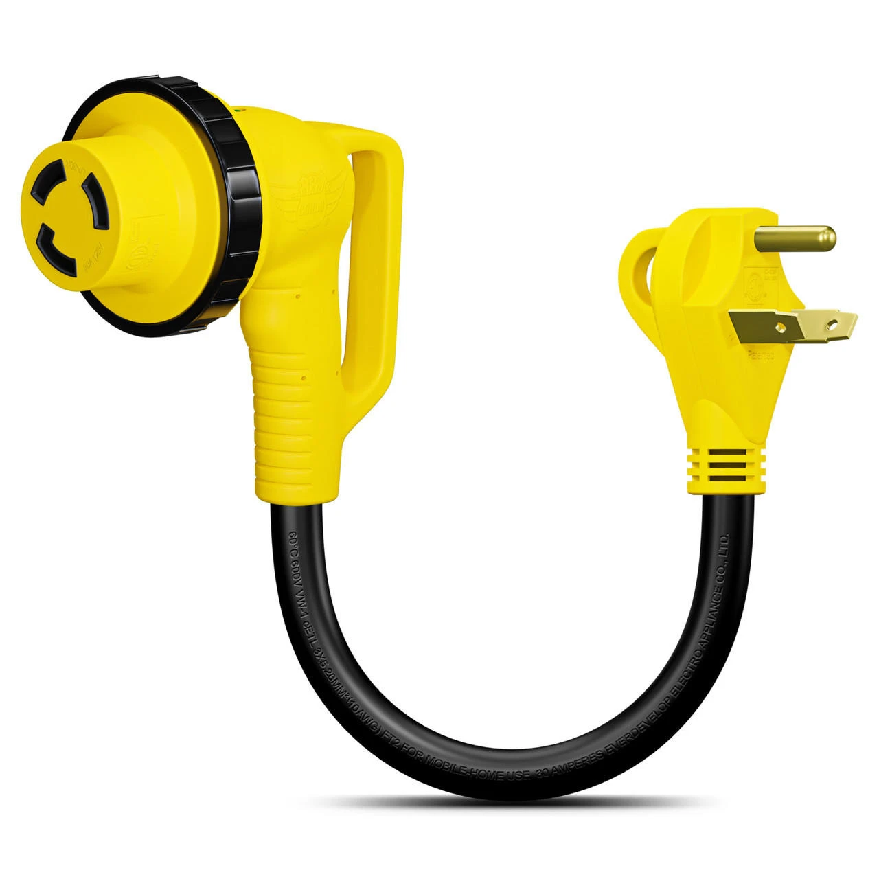 12" 90-Degree Dogbone RV Adapter 30 Amp Male And 30-Amp Female With Twist Lock And LED Indicator (30 Amp Male - 30 Amp Female Twist) 7 12" 90-Degree Dogbone RV Adapter 30 Amp Male And 30-Amp Female With Twist Lock And LED Indicator (30 Amp Male - 30 Amp Female Twist) - Image 7