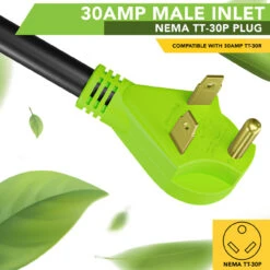 12" 90-Degree Dogbone RV Adapter 30 Amp Male And 50 Amp Female With Twist Lock And LED Power Indicator (30 Amp Male - 50 Amp Female Twist) 15 12" 90-Degree Dogbone RV Adapter 30 Amp Male And 50 Amp Female With Twist Lock And LED Power Indicator (30 Amp Male - 50 Amp Female Twist) -Auto Parts Shop leisure cords 12 90 degree dogbone rv adapter 30 amp male and 50 amp female with twist lock and led power indicator 30 amp male 50 amp female twist 09905.1674094137