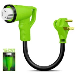 12" 90-Degree Dogbone RV Adapter 30 Amp Male And 50 Amp Female With Twist Lock And LED Power Indicator (30 Amp Male - 50 Amp Female Twist) 17 12" 90-Degree Dogbone RV Adapter 30 Amp Male And 50 Amp Female With Twist Lock And LED Power Indicator (30 Amp Male - 50 Amp Female Twist) -Auto Parts Shop leisure cords 12 90 degree dogbone rv adapter 30 amp male and 50 amp female with twist lock and led power indicator 30 amp male 50 amp female twist 63412.1674094135