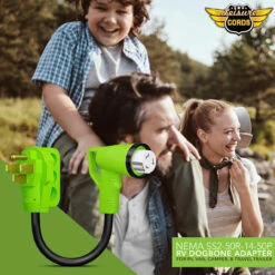 12" 90-Degree Dogbone RV Adapter 50 Amp Male And 50 Amp Female With Twist Lock And LED Power Indicator (50 Amp Male - 50 Amp Female Twist) -Auto Parts Shop leisure cords 12 90 degree dogbone rv adapter 50 amp male and 50 amp female with twist lock and led power indicator 50 amp male 50 amp female twist 41547.1684387325