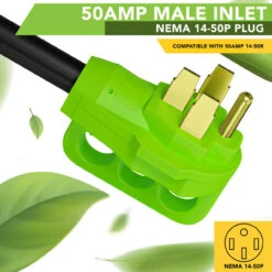 12" 90-Degree Dogbone RV Adapter 50 Amp Male And 50 Amp Female With Twist Lock And LED Power Indicator (50 Amp Male - 50 Amp Female Twist) -Auto Parts Shop leisure cords 12 90 degree dogbone rv adapter 50 amp male and 50 amp female with twist lock and led power indicator 50 amp male 50 amp female twist 78040.1684387328