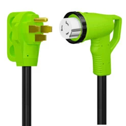 12" 90-Degree Dogbone RV Adapter 50 Amp Male And 50 Amp Female With Twist Lock And LED Power Indicator (50 Amp Male - 50 Amp Female Twist) -Auto Parts Shop leisure cords 12 90 degree dogbone rv adapter 50 amp male and 50 amp female with twist lock and led power indicator 50 amp male 50 amp female twist 86703.1684387313