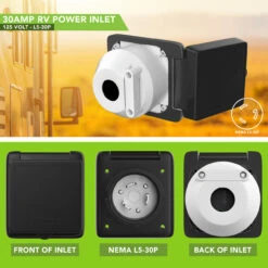 125V 30 AMP Power Plug Twist Lock Inlet With 3 Stainless Steel Pins, Black -Auto Parts Shop leisure cords 125v 30 amp power plug twist lock inlet with 3 stainless steel pins black 58645.1653682870