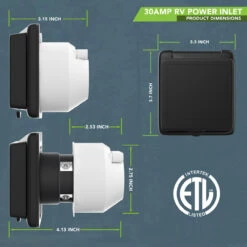 125V 30 AMP Power Plug Twist Lock Inlet With 3 Stainless Steel Pins, Black -Auto Parts Shop leisure cords 125v 30 amp power plug twist lock inlet with 3 stainless steel pins black 88452.1653682735