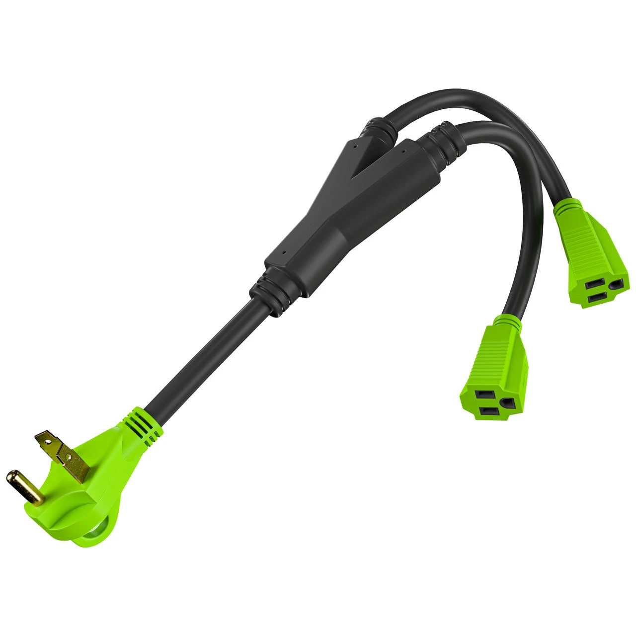 Leisure Cords 24'' RV Y Adapter Cord 30 Amp Male Plug To Two 15 Amp Female 2.5 Feet With Handle (30A Male To 2-15A Female) 6 Leisure Cords 24'' RV Y Adapter Cord 30 Amp Male Plug To Two 15 Amp Female 2.5 Feet With Handle (30A Male To 2-15A Female) - Image 6