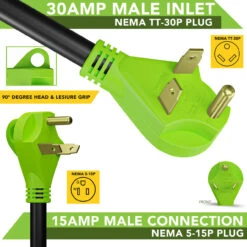 Leisure Cords 24'' RV Y Adapter Cord 30 Amp Male Plug To Two 15 Amp Female 2.5 Feet With Handle (30A Male To 2-15A Female) 11 Leisure Cords 24'' RV Y Adapter Cord 30 Amp Male Plug To Two 15 Amp Female 2.5 Feet With Handle (30A Male To 2-15A Female) -Auto Parts Shop leisure cords 24 rv y adapter cord 30 amp male plug to two 15 amp female 2.5 feet with handle 30a male to 2 15a female 67351.1672364460