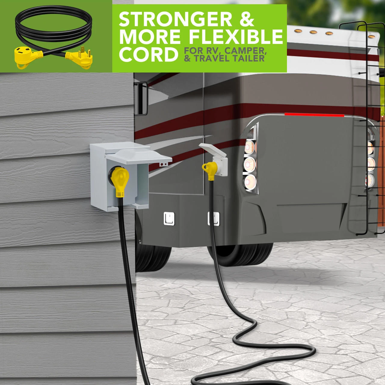 30 Amp RV Power Extension Cord With LED Power Indictor - 30 Amp Male To 30 Amp Female Standard Plug 10 Foot 6 30 Amp RV Power Extension Cord With LED Power Indictor - 30 Amp Male To 30 Amp Female Standard Plug 10 Foot - Image 6