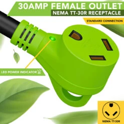 30 Amp RV Power Extension Cord With LED Power Indictor - 30 Amp Male To 30 Amp Female Standard Plug 15 Foot -Auto Parts Shop leisure cords 30 amp rv power extension cord with led power indictor 30 amp male to 30 amp female standard plug 15 foot 92915.1678332610