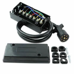 7 Way Plug Inline Trailer Cord With 7 Gang Weatherproof Junction Box (4-Foot)