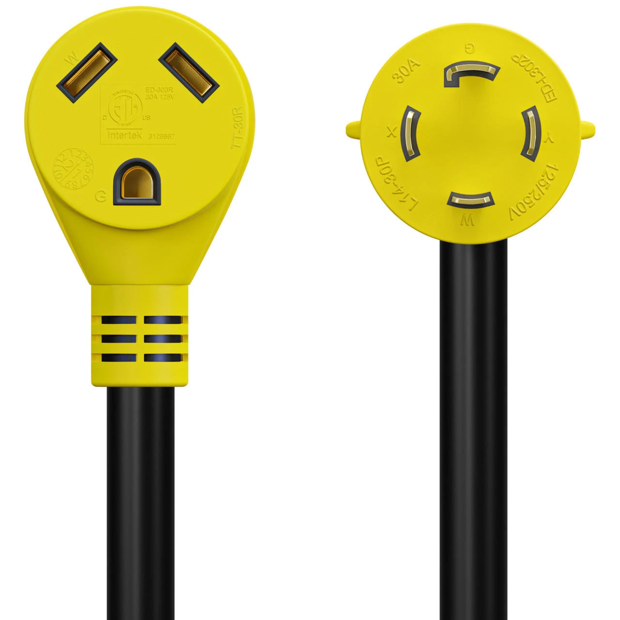 Gen RV 18" 30 AMP Locking 3 Or 4 Prong Plug To Standard RV TT-30R Receptacle Generator Adapter With Grip 5 Gen RV 18" 30 AMP Locking 3 Or 4 Prong Plug To Standard RV TT-30R Receptacle Generator Adapter With Grip - Image 5