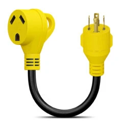 Gen RV 18" 30 AMP Locking 3 Or 4 Prong Plug To Standard RV TT-30R Receptacle Generator Adapter With Grip