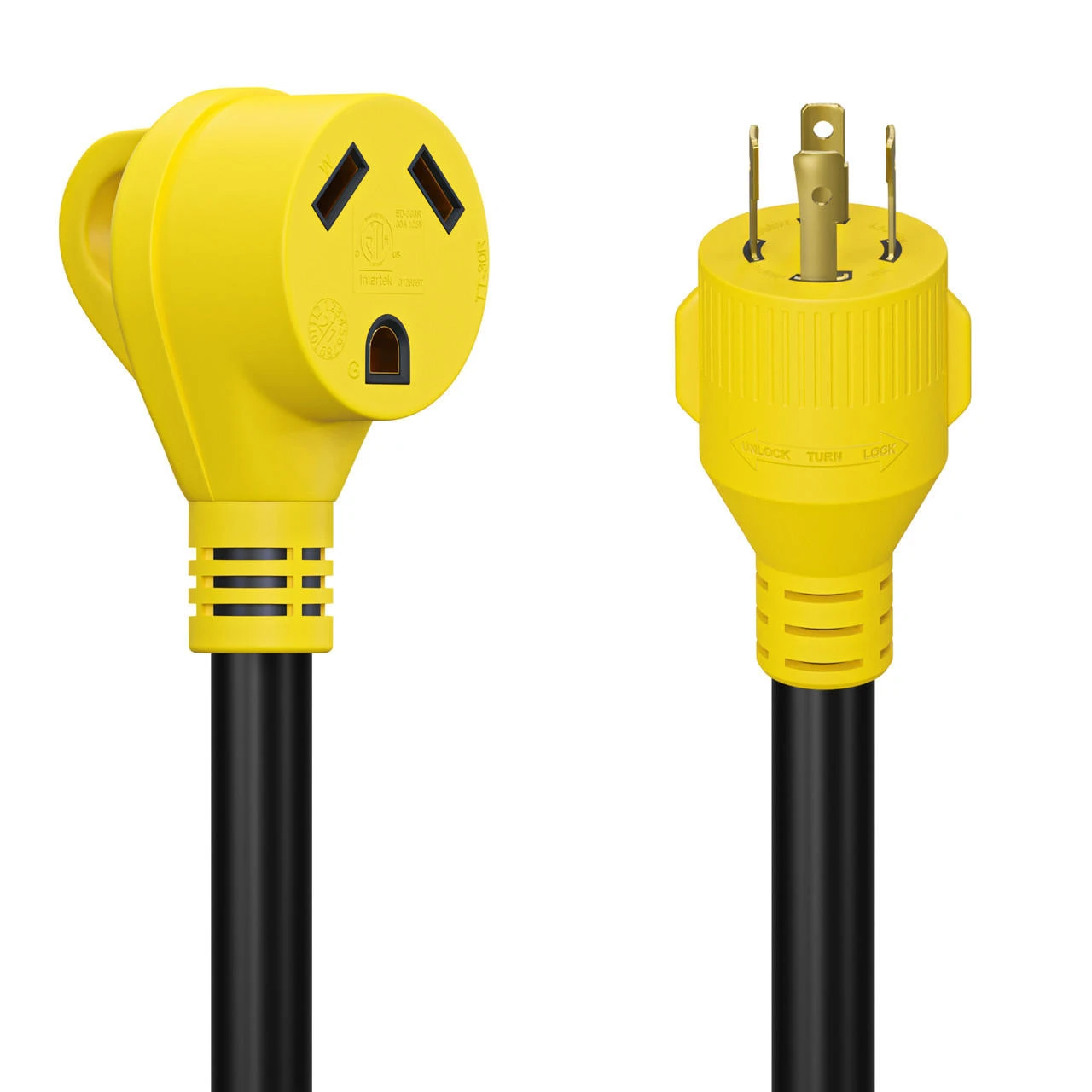 Gen RV 18" 30 AMP Locking 3 Or 4 Prong Plug To Standard RV TT-30R Receptacle Generator Adapter With Grip 8 Gen RV 18" 30 AMP Locking 3 Or 4 Prong Plug To Standard RV TT-30R Receptacle Generator Adapter With Grip - Image 8