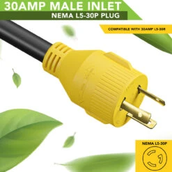 Gen RV 30 Amp Generator Cord, 3-Prong 10 Gauge Heavy Duty L5-30 Male Generator Power Cord Up To 3750W -Auto Parts Shop leisure cords gen rv 30 amp generator cord 3 prong 10 gauge heavy duty l5 30 male generator power cord up to 3750w 18892.1685771430