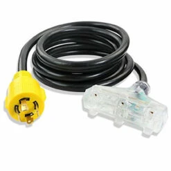 Gen RV 30 Amp To 15 Amp Tri-Outlet 4-Prong Generator Power Cord, 10 Gauge Heavy Duty L14-30 To 3X 5-15R 125/250V 7500W