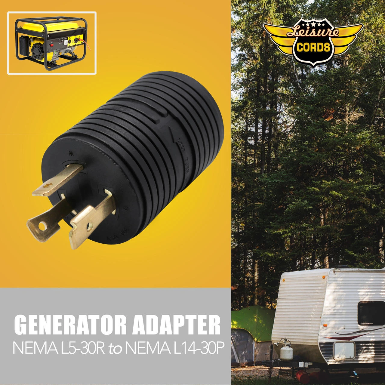 Generator Adapter 3 PRONG L5-30 Male To L14-30 Female 5 Generator Adapter 3 PRONG L5-30 Male To L14-30 Female - Image 5