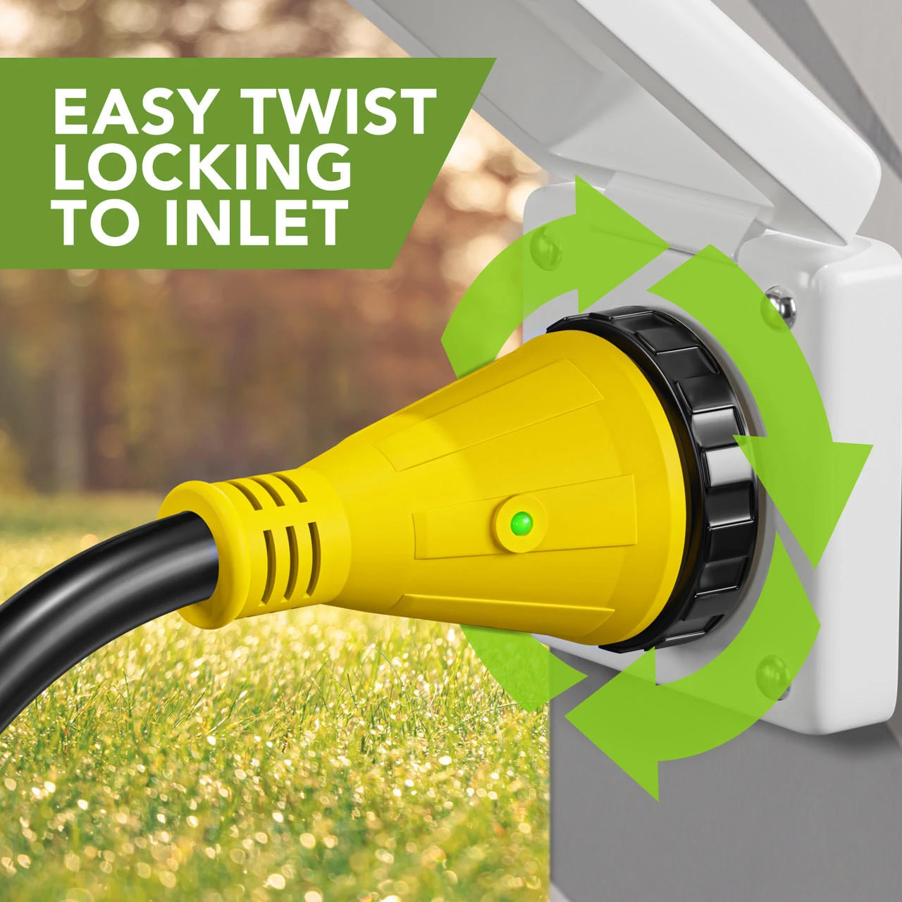 Power Cord Plug Adapter 15 Amp Male To 50 Amp Twist To Lock Female 12" RV Electrical Converter Cord Cable With LED Indicator Light 6 Power Cord Plug Adapter 15 Amp Male To 50 Amp Twist To Lock Female 12" RV Electrical Converter Cord Cable With LED Indicator Light - Image 6