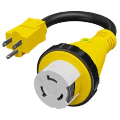 Power Cord Plug Adapter 15 Amp Male To 50 Amp Twist To Lock Female 12" RV Electrical Converter Cord Cable With LED Indicator Light