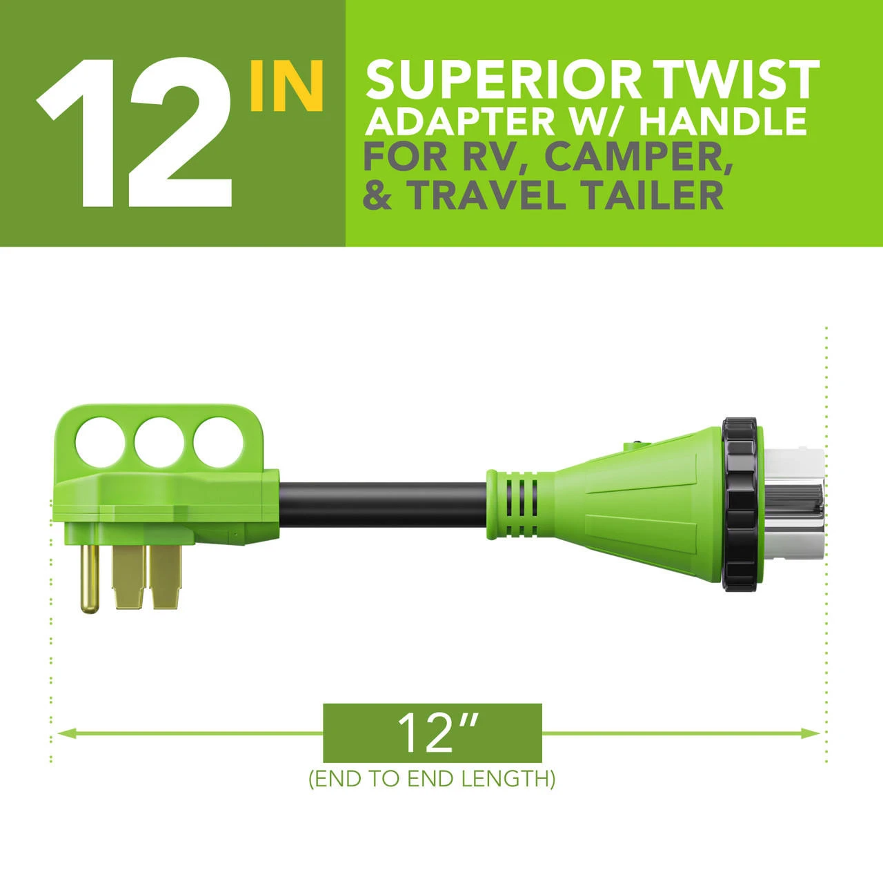 Power Cord Plug Adapter 50 Amp Male To 50 Amp Twist To Lock Female 12" RV Electrical Converter Cord Cable With LED Indicator Light 2 Power Cord Plug Adapter 50 Amp Male To 50 Amp Twist To Lock Female 12" RV Electrical Converter Cord Cable With LED Indicator Light - Image 2