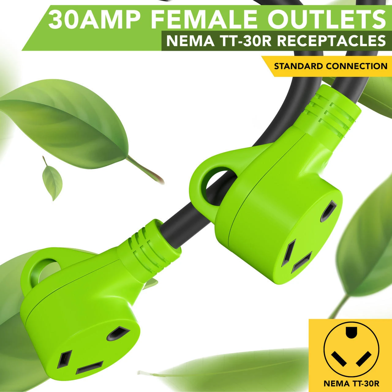 RV Y Adapter Cord 50 Amp Male Plug To Two 30 Amp Female 24" With Handle 3 RV Y Adapter Cord 50 Amp Male Plug To Two 30 Amp Female 24" With Handle - Image 3