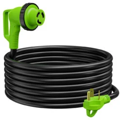 Twist Lock RV 30 Amp Power Cord With LED Power Indictor - 30 Amp Male To 30 Amp 90 Degree Female Locking Plug 25 Foot