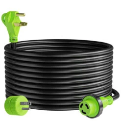 Twist Lock RV 30 Amp Power Cord With LED Power Indictor - 30 Amp Male To 30 Amp Female Locking Plug 50 Foot