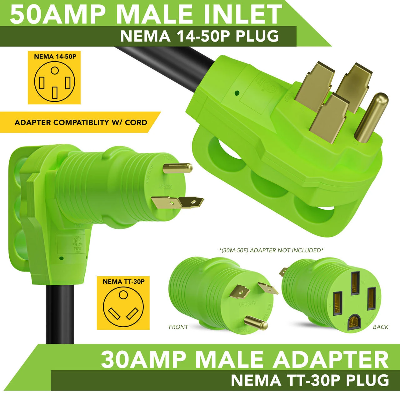 Twist Lock RV 50 Amp Power Cord With LED Power Indictor - 50 Amp Male To 50 Amp Female Locking Plug 25 Foot 4 Twist Lock RV 50 Amp Power Cord With LED Power Indictor - 50 Amp Male To 50 Amp Female Locking Plug 25 Foot - Image 4