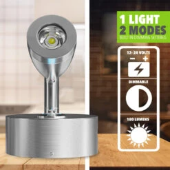 Leisure LED 4" 12V RV Interior Reading Light With Touch Activated Dimming Settings/Multi-Color Modes, Brushed Nickel Finish -Auto Parts Shop leisure led 12v rv interior reading light with touch activated dimming settingsmulti color modes 01492.1664407317