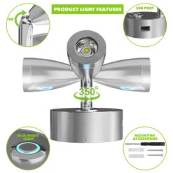 Leisure LED 4" 12V RV Interior Reading Light With Touch Activated Dimming Settings/Multi-Color Modes, Brushed Nickel Finish -Auto Parts Shop leisure led 12v rv interior reading light with touch activated dimming settingsmulti color modes 10593.1664407318