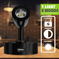 Leisure LED 3" 12V RV Interior Reading Light With Touch Activated Dimming Settings, Black Finish -Auto Parts Shop leisure led 3 12v rv interior reading light with touch activated dimming settings black finish 57268.1665617991