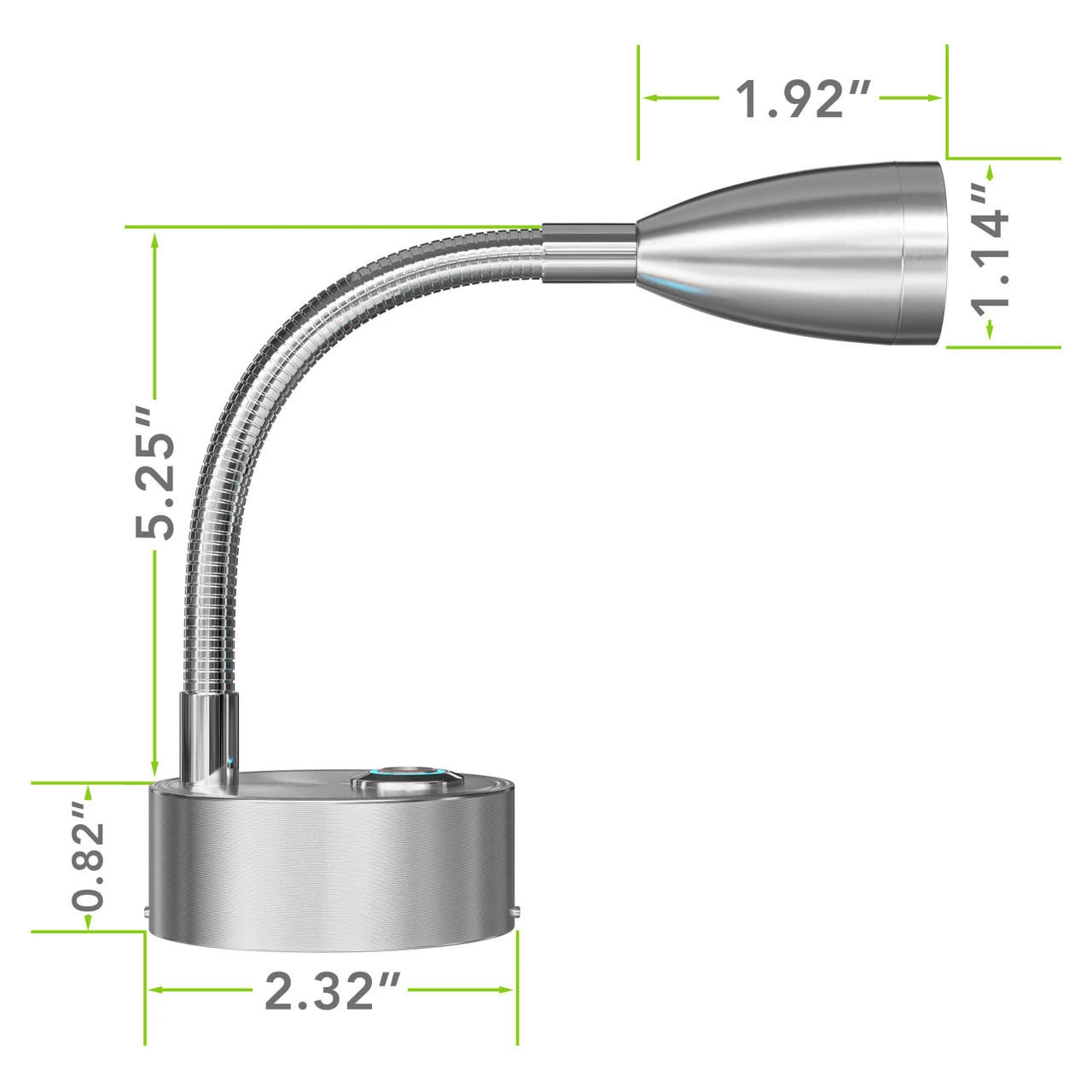 Leisure LED 8" 12V RV Flexible Gooseneck Interior Reading Light With Touch Activated Dimming Settings/Multi-Color Modes, Brushed Nickel Finish 2 Leisure LED 8" 12V RV Flexible Gooseneck Interior Reading Light With Touch Activated Dimming Settings/Multi-Color Modes, Brushed Nickel Finish - Image 2