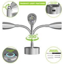 Leisure LED 8" 12V RV Flexible Gooseneck Interior Reading Light With Touch Activated Dimming Settings/Multi-Color Modes, Brushed Nickel Finish 15 Leisure LED 8" 12V RV Flexible Gooseneck Interior Reading Light With Touch Activated Dimming Settings/Multi-Color Modes, Brushed Nickel Finish -Auto Parts Shop leisure led 8 12v rv flexible gooseneck interior reading light with touch activated dimming settingsmulti color modes brushed nickel finish 07804.1664580229