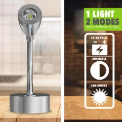 Leisure LED 8" 12V RV Flexible Gooseneck Interior Reading Light With Touch Activated Dimming Settings/Multi-Color Modes, Brushed Nickel Finish 14 Leisure LED 8" 12V RV Flexible Gooseneck Interior Reading Light With Touch Activated Dimming Settings/Multi-Color Modes, Brushed Nickel Finish -Auto Parts Shop leisure led 8 12v rv flexible gooseneck interior reading light with touch activated dimming settingsmulti color modes brushed nickel finish 24529.1664580232