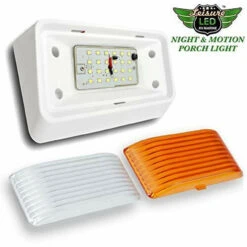 LED RV Exterior Porch Utility Light With Night Sensor 12v Clear & Amber Lenses