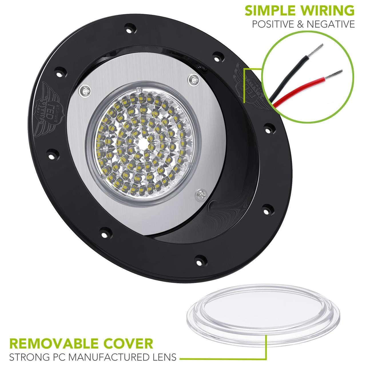LED RV Exterior Round Recessed Mount Porch Utility 12v 1100 Lumen Warrior Flood Lighting Fixture 4 LED RV Exterior Round Recessed Mount Porch Utility 12v 1100 Lumen Warrior Flood Lighting Fixture - Image 4