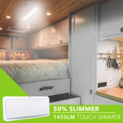 LED RV LED Ceiling Interior Light Fixture 1450 Lumen With Touch Dimmer Switch 12V 20 X 6" Natural White 4000-4500K With White Trim -Auto Parts Shop leisure led led rv led ceiling interior light fixture 1450 lumen with touch dimmer switch 12v 20 x 6 natural white 4000 4500k with white trim 34821.1642096791