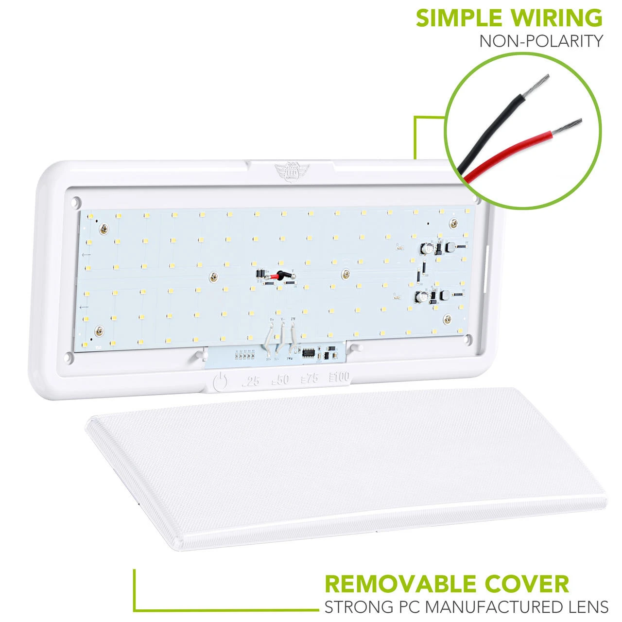 RV LED Ceiling Interior Light Fixture 950 Lumen With Touch Dimmer Switch 12V 14 X 5.5" Natural White 4000-4500K With White Trim 4 RV LED Ceiling Interior Light Fixture 950 Lumen With Touch Dimmer Switch 12V 14 X 5.5" Natural White 4000-4500K With White Trim - Image 4