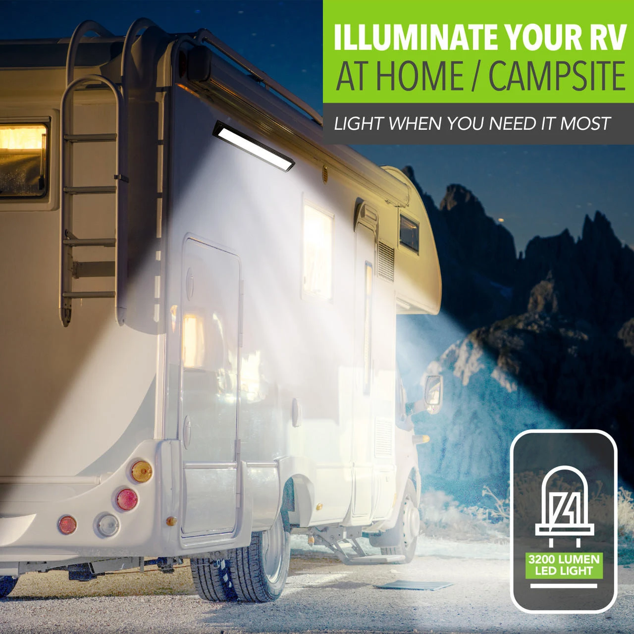 Leisure LED RV Exterior Porch Utility Light - 12v 3200 Lumen 17.7" Lighting Fixture. Replacement Lighting For RVs, Trailers, Campers, 5th Wheels 3 Leisure LED RV Exterior Porch Utility Light - 12v 3200 Lumen 17.7" Lighting Fixture. Replacement Lighting For RVs, Trailers, Campers, 5th Wheels - Image 3